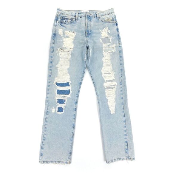 FRAME Denim Le Slouch Distressed Straight Leg Jeans Drenched 90s Grunge Baggy 26 - Picture 1 of 11